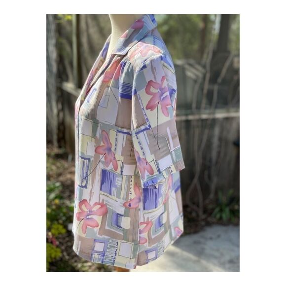 Vintage 80s Kawaii Button Up Blouse Pastel Boxy Sz 10 - Picture 3 of 6